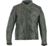 Helstons Trevor Chaqueta de cuero de motocicleta - Negro Verde (L)