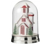 J-line Campana invierno casa led acrílico blanco/verde alt. 23 cm
