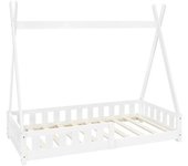 ML-Design Cama infantil tipi anticaída 160x80 cm madera pino blanco