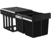 Tectake Cubo de basura extraíble, doble, 30 litros, 2 x 15 litros, negro