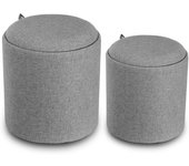 Versa Home Taburete reposapiés (set de 2) en algodón y madera gris oscuro