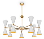 Maytoni Lámpara de araña 14 luces moderno dorado con tulipas blancas