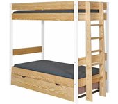 ID Kids Litera con cama nido madera maciza  blanco y madera 90x190 cm