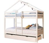 MueMue Litera casita + cajón almacenaje madera blanco 90x190/90x190cm