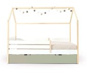 Alondra Cama-casita montessori 90x200 cm madera con nido verde-oliva