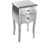 Versa Home Mesilla de noche con 2 cajones en madera aglomerada plateado