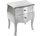 Versa Home Mesilla de noche con 2 cajones en madera aglomerada plateado