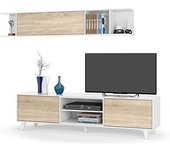 Hogar24 Módulo tv + estante para colgar blanco brillo y roble canadian