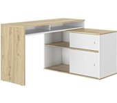 Diagone Escritorio modulable blanco y efecto madera clara - 203/130 cm