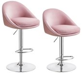 VASAGLE 2 taburetes de bar con altura de 97,5-108,5 cm de color rosa
