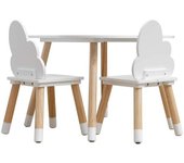 Mobili Rebecca Juego con mesa de centro y 2 sillas para niños de mdf blanco