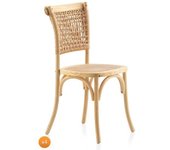 GEESE HOME Pack 4 sillas madera de olmo con asiento y respaldo trenzado