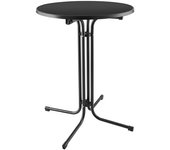 Tectake Mesa alta de bar redonda con funda de mesa 90 x 110 cm negro