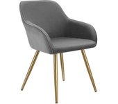 Tectake Silla de comedor con diseño de pana 58 x 62 x 82 cm gris/oro