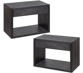 WOODEK 2x mesita de noche flotante en abedul negro con cajón, grande
