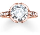 Thomas Sabo - Anillo con Piedra Circonita, Plateado Bañado en Oro,Plata de Ley 925