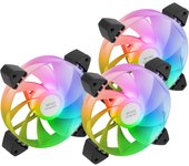 Mars Gaming MF-3AR, Kit 3x Ventiladores 120mm FDB, Aspas Invertidas, Iluminación ARGB 360° Sin Marco, Iluminación Anillo Completa, Ventiladores PC con Compatibilidad Total ARGB, Doble Conector, Negro
