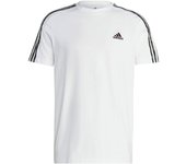 adidas Hombre Essentials Single Jersey 3-Stripes Tee, White / Olive Strata, S