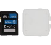 König Tarjeta de memoria SDHC Clase 10, capacidad de 32 GB, velocidad de transferencia hasta 80 Mbps