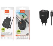 Cargador de red usb + type-c + cable type-c a lightning iphone 8-14 / 25w / negro / ta0334 / mtk