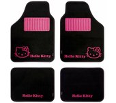 Hello Kitty KIT3013 Juego Alfombras moqueta de Coche talonera Dibujo de Minnie Mouse Disney Universales, Negro/Rosa