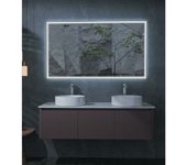 LEDIMEX Espejo baño Cuadrado luz Frontal Negro Mate Suiza 140X60