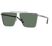 Versace VE 2266 10013H - Gafas de sol cuadradas de metal plomizo, lentes de color verde oscuro