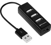 Phoenix Technologies - HUB USB 4 Puertos | Conexión Amplificada | Expansión Plug and Play | Velocidad hasta 480Mbps | Compatible USB 1.0 y 2.0 | Diseño Fino y Ligero, Negro