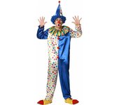 Atosa | Disfraz Payaso Circo Azul Multicolor Unisex | Mono Completo de Lunares con Gorro y Cuello Arcoíris | Perfecto para Hombre y Mujer en Carnaval, Halloween, Fiestas Temáticas y Cumpleaños | M-L