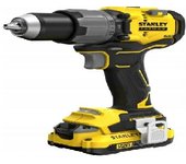 Stanley, SFMCD726D2K, atornilladora percutora inalámbrica 80Nm Brushless, sistema V20 18V, 2 baterías 2,0Ah incluidas, cargador y maletín, negro con amarillo