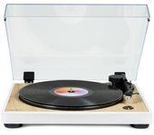 THOMSON TT301 - Tocadiscos de dise�o de 33 y 45 rpm - Cabezal de reproducci�n Audio-Technica AT3600L - Madera y blanco