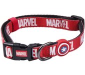 Collar Premium Perros de Marvel - Color Negro, Rojo y Blanco - Talla XS-S - Cierre Rápido de Click - Detalles en 3D - Collar de Perro Elaborado en Poliéster - Producto Original Diseñado en España