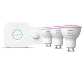 Philips Hue White & Color Ambiance Kit de inicio: 3 focos inteligentes GU10 + botón inteligente