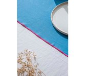 RNT by Really Nice Things Set de mesa mantel y servilletas 8 piezas 100% lino azúl y púrpura