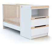 AT4 Combinación de cuna y cuna en madera blanco y haya 60 x 120 cm