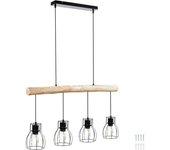Tectake Lámpara colgante, 4 lámparas e27, 40 w, ajustable, 82 x 13,5 x 140 cm