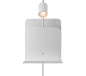 Nordlux Aplique pared revistero con repisa y usb blanco ideal como mesita