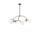 Wonderlamp Lámpara de techo negro 6 luces con tulipas de cristal opal blanco