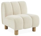 sweeek Sillón relax pies redondeados madera de hevea y borreguito, blanco