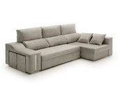 Velare Sofá chaise longue cama con arcón y puff derecha gris 264x145x105