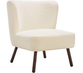Tectake Sillón de cóctel tapizado con funda de bouclé 62 x 73 x 74 blanco