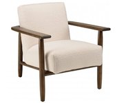 MACABANE Sillón de tejido crudo rizado, estructura de madera y reposabrazos