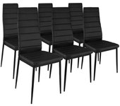 duehome Pack 6 sillas de comedor símil piel emi tejido, negro, 44 x 96 x 42