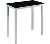 Pondecor Mesa de cocina alta extensible leiria cristal negro y patas metal