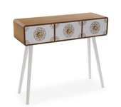 Versa Home Consola con 3 cajones en aglomerado efecto madera blanco y marrón
