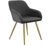 Tectake Silla de comedor con diseño de pana 58 x 62 x 82 cm antracita/oro
