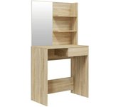 Maison Chic Tocador con espejo,mesa de maquillaje madera marrón 74,5x40x141cm
