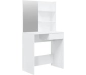 Maison Chic Tocador con espejo,mesa de maquillaje madera blanco 74,5x40x141cm