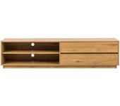 Drawer Mueble de tv con 2 cajones, 2 huecos de madera l180cm - madera clara
