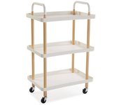Versa Home Mueble de baño con 3 estantes en metal y plástico blanco y marrón